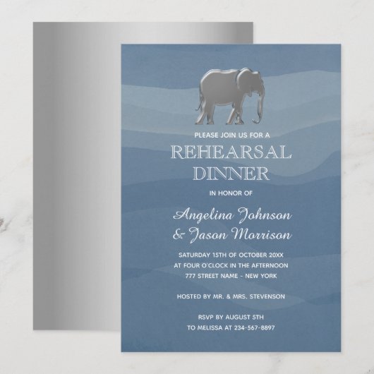 Invitation Simple dîner de répétition élégant (Devant / Derrière)