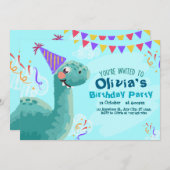 Invitation simple Dinosaur fête d'anniversaire (Devant / Derrière)
