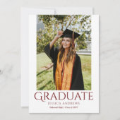 Invitation Simple Diplômé Élégant Moderne Photo de Fête de Di (Devant)