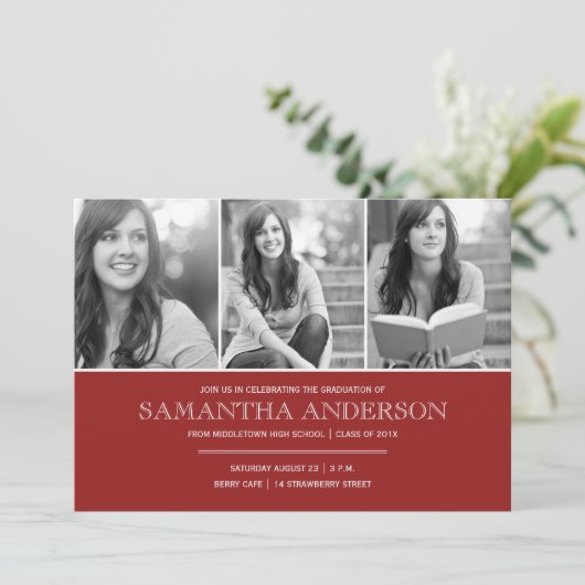 Invitation simple d'obtention du diplôme (Debout devant)