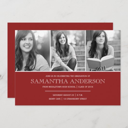 Invitation simple d'obtention du diplôme (Devant / Derrière)