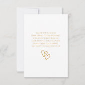 Invitation Simple Double Cœur Or Mariage Merci (Dos)