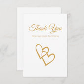 Invitation Simple Double Cœur Or Mariage Merci (Devant / Derrière)