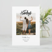 Invitation Simple double face deux photo Happy Holidays Card (Debout devant)