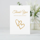 Invitation Simple Double Heart Or Merci de Mariage en Or (Debout devant)