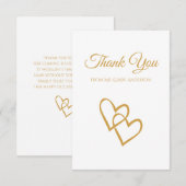 Invitation Simple Double Heart Or Merci de Mariage en Or (Devant / Derrière)