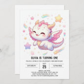 Invitation Simple Dragon 1er anniversaire (Devant / Derrière)