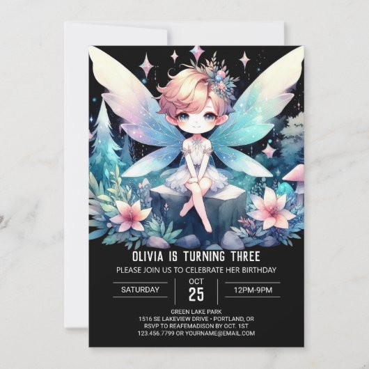 Invitation Simple Dreamy Fairy Anniversaire (Devant)