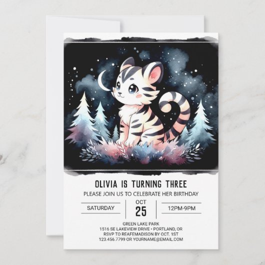 Invitation Simple Dreamy Tiger Birthday (Devant)