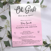 Invitation Simple drôle Oh fille rose 2e Baby shower Sprinkel