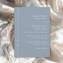Simple Dusty Bleu Élégant Monogramme Mariage class