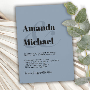 Invitation Simple Dusty bleu moderne minimaliste Mariage
