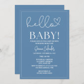 Invitation simple Dusty Blue Baby shower (Devant / Derrière)