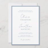 Invitation Simple Dusty Blue Border Script QR Code Mariage (Devant)