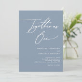 Invitation Simple Dusty Blue ensemble en un Mariage de script (Debout devant)