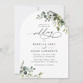Invitation Simple Dusty Blue Eucalyptus Mariage Arc vert (Devant)
