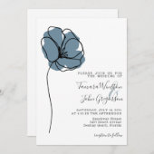 Invitation Simple Dusty Blue Floral ligne de dessin Art Maria (Devant / Derrière)