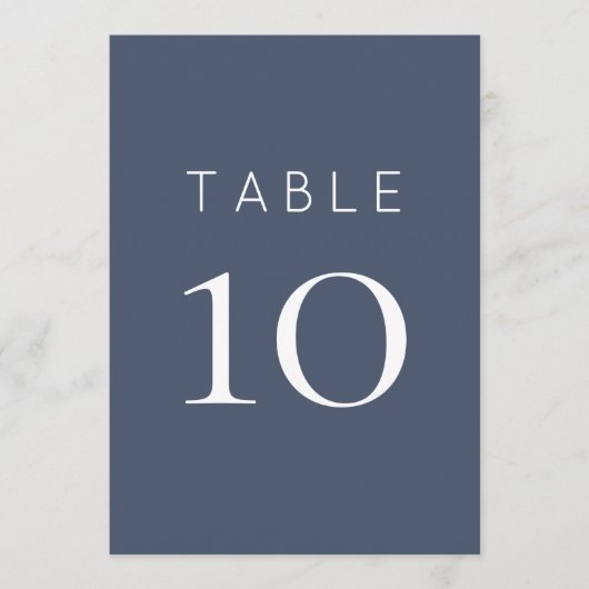 Invitation Simple Dusty Navy Blue Mariage Numéro de tableau (Devant)