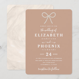Invitation Simple Dusty Peach Perle Arc Tendance Mariage