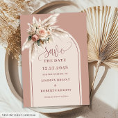 Invitation Simple Dusty Pink Pampas Grass Save the Date Card