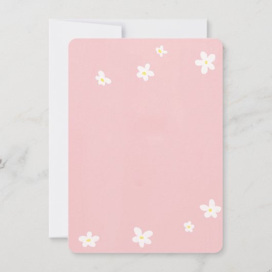 Invitation Simple Dusty Rose mignonne Daisies Fille fête d'an (Dos)