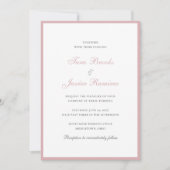 Invitation Simple Dusty Rose rose traditionnel Mariage élégan (Devant)