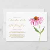 Invitation Simple Echinacea Célébration de la Vie Funérailles (Devant)