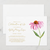 Invitation Simple Echinacea Célébration de la Vie Funérailles (Devant / Derrière)