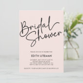 Invitation Simple écriture manuscrite Élégante photo rose (Debout devant)