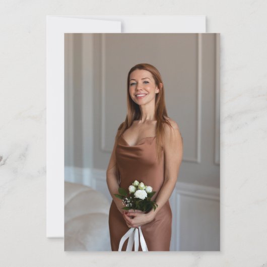 Invitation Simple écriture manuscrite Élégante photo rose (Dos)