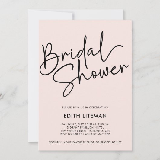 Invitation Simple écriture manuscrite Script élégant rose nup (Devant)