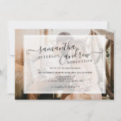 Invitation Simple écriture minimaliste blanche 4 photos maria (Dos)