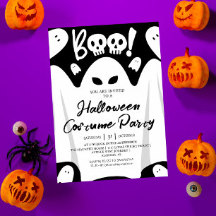 Invitation Simple Éffrayant Boo Ghost Halloween Costume Party