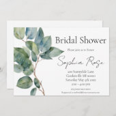 Invitation Simple élégance botanique verdure nuptiale douche (Devant / Derrière)