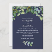 Invitation Simple Élégance de la verdure | Mariage Bleu Nuit (Devant)