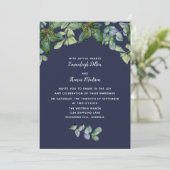 Invitation Simple Élégance de la verdure | Mariage Bleu Nuit (Debout devant)