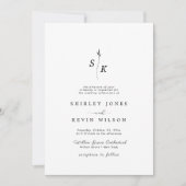 Invitation Simple Elegance Feuille Monogram Mariage chic (Devant)
