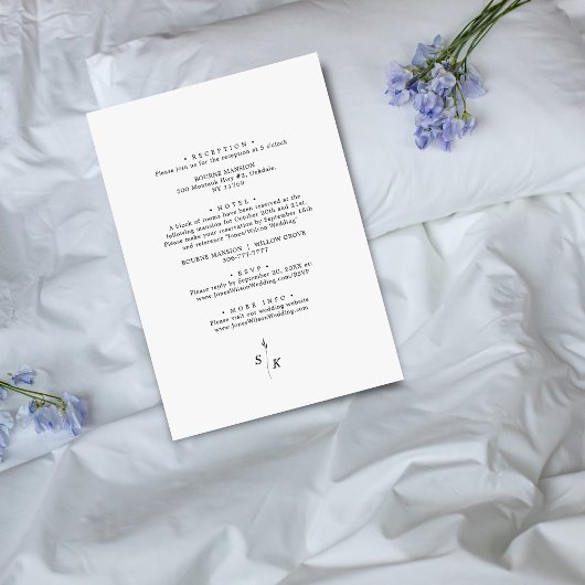 Invitation Simple Elegance Feuille Monogram Mariage chic