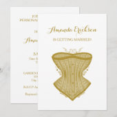 Invitation Simple Elegance Gold Corset Lingerie Fête des mari (Devant / Derrière)