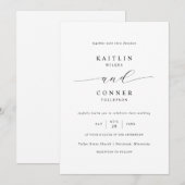 Invitation Simple Elegance Luxury Mariage noir et blanc (Devant / Derrière)