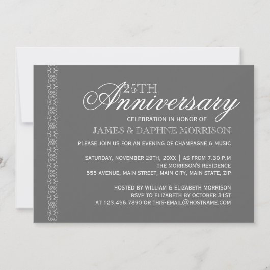 Invitation Simple Élégance Mariage Anniversaire (Devant)