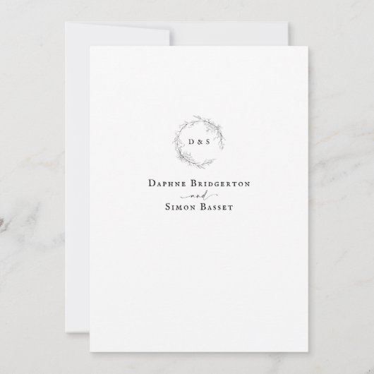 Invitation Simple élégance monogramme couronne mariage rustiq (Dos)