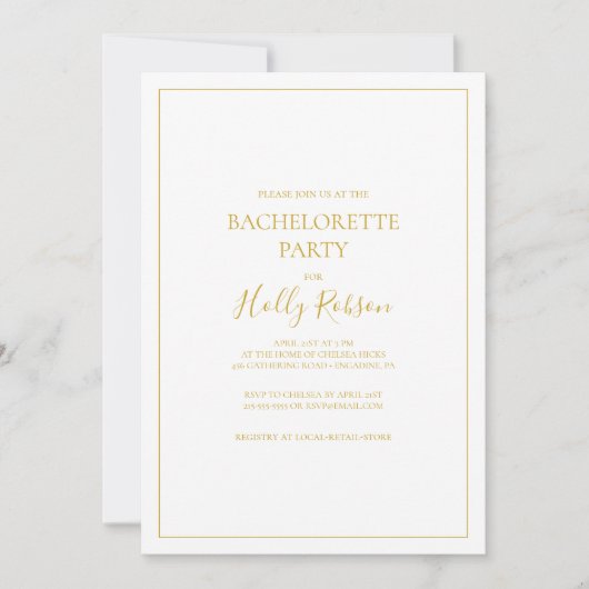 Invitation Simple élégance Noël Blanc Bachelorette Party (Devant)
