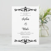 Invitation Simple Elegance Noir et Blanc Art Déco Mariage (Debout devant)