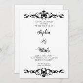 Invitation Simple Elegance Noir et Blanc Art Déco Mariage (Devant / Derrière)