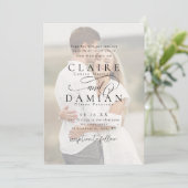 Invitation Simple Elegance Romantique Script photo mariage (Debout devant)