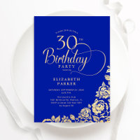 Simple élégant 30e anniversaire Royal Blue Gold Ro