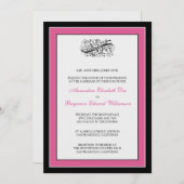 Invitation Simple Elegant 5x7 Noir / Fuschia Mariage Inviter (Devant / Derrière)