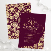 Invitation Simple élégant 60e Anniversaire Bourgogne Or