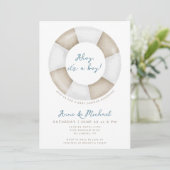 Invitation Simple Elegant Ahoy C'est un Baby shower mignon ga (Debout devant)